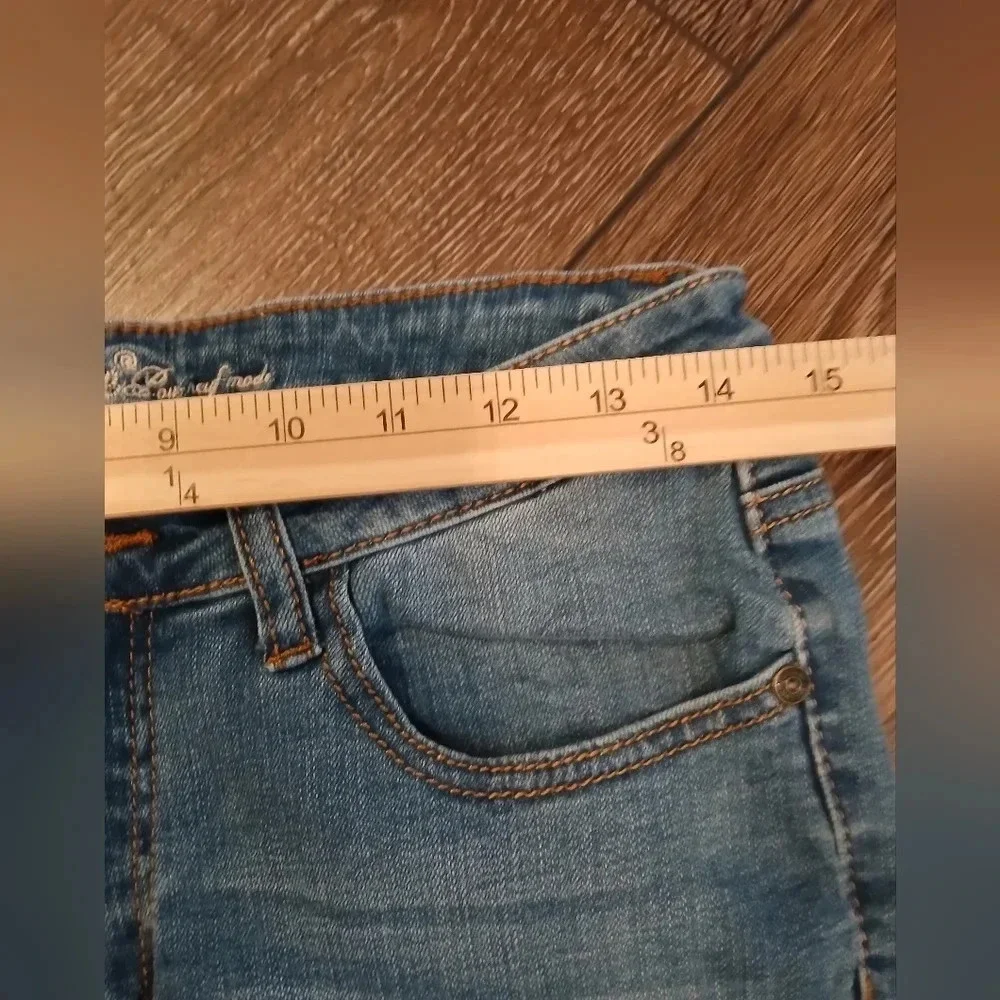 Machine Nouvelle Raw Hem Distressed Ankle Cropped Jeans Womens 6 Boho Cowgirl - Picture 5 of 9